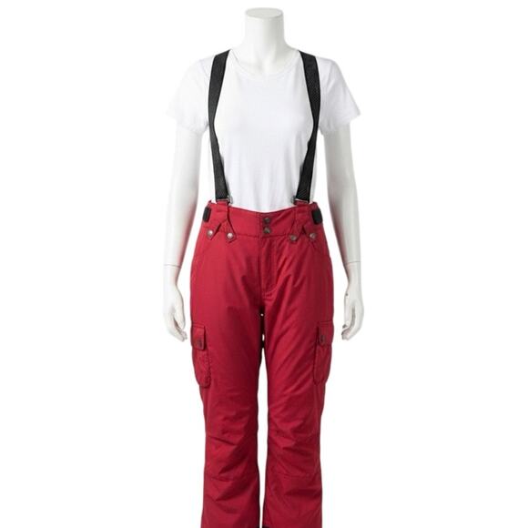 Orage Ski Snowboard Pants Girls Size 12 Pink Cargo Suspenders Cargo Pockets - Picture 1 of 16